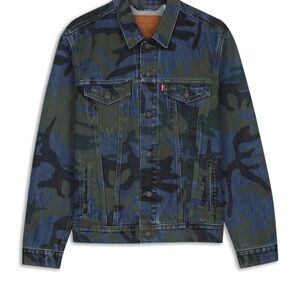 Levi's Men's Green and Blue Camouflage Jacket